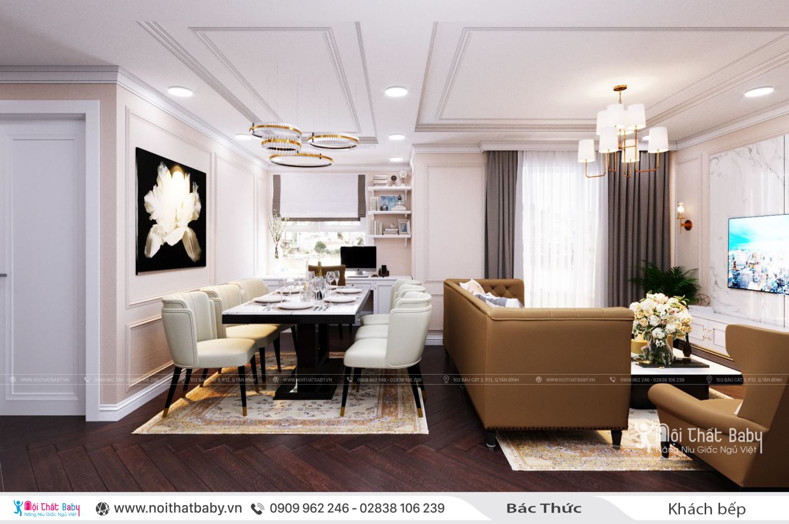 Thiết kế nội thất nguyên căn - phong cách tân cổ điển tại Saigon South Residences 